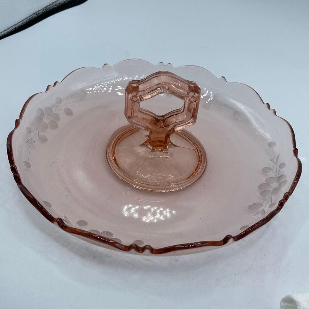 Vintage Depression cookie dessert floral platter handle